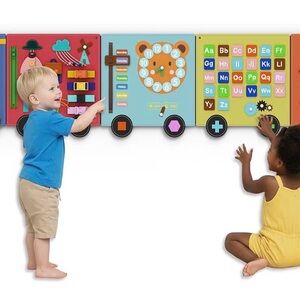 Colorful Educational Train Activity Wall Panel